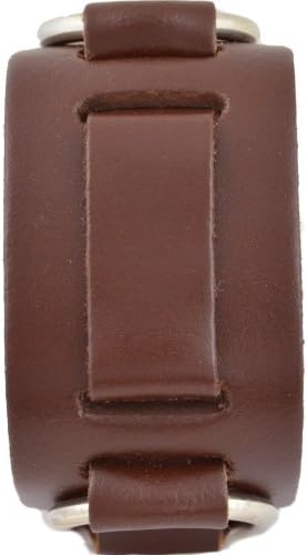 CuffWatches Leather Cuff Band With Rings Brown Watch Strap