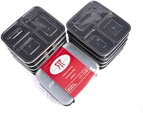 3 Compartment Meal Containers, Reusable, Meal Prep Container, Portion Control, Microwave And Dishwasher Safe, Food Storage Container, BPA Free 36 oz. Stackable (10 Pack)