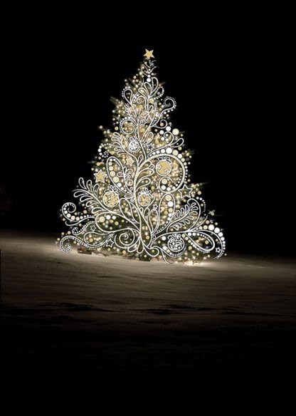 Bug Art Christmas Cards Pack of 8 - White Christmas Tree Embossed with Foil Details - Eco-Friendly & Recyclable