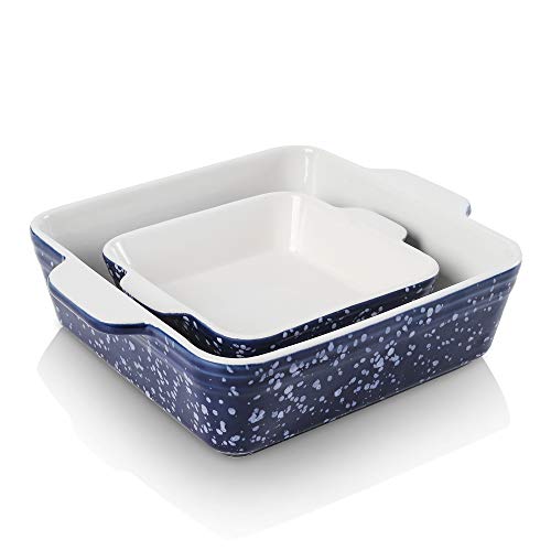 KOOV Ceramic Baking Dish Set of 2, Square Baking Pan 8 x 8 inches & 6 x