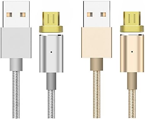 Magnetic Charging Cable [2pieces 3ft] POMER High Charging Speed Extremely Durable Nylon Braided LED Display Micro USB Cable For Android