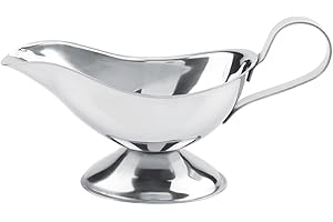 Glomora Stainless Steel Sauce Boat - 5oz, Leak-Proof Duck Mouth Design, Ergonomic Handle, Oval Base, Ideal for Restaurant & H