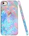 A-Focus Case for iPhone 7 Case, iPhone 8 Case, Frosted Full Print Slim Pink Blue Green Marble Pattern Series Anti Scratch Anti Finger Flexible TPU Case for iPhone 7 iPhone 8 Matte Colorful