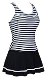 DANIFY Women's One Piece Ruched Push up Swimdress Slimming Tummy Control Swimsuit