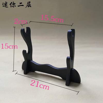 CNLQ Wooden Single Samurai Sword Stand Display for Katana Wakizashi Tanto (2 Tiers) - Thumbnail 4