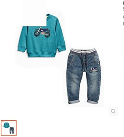ODFAPP Adorable Casual Children's Sets for autumn boy's clothing sets cotton baby boy 2pcs set Kids Cartoon motorcycle sweatshirts+jeans m5503 color as picture24M Cool