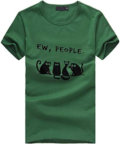 TOPSELD Womens Clothes，Women Plus Size Cat Gesture Print Short Sleeve T-Shirt Tops