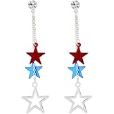 American Flag Earrings for Women 4th of July Earrings for Women Patriotic Earrings Independence Day Red White Blue Earrings USA Cute Butterfly Wing Boots Star Dangle Earrings