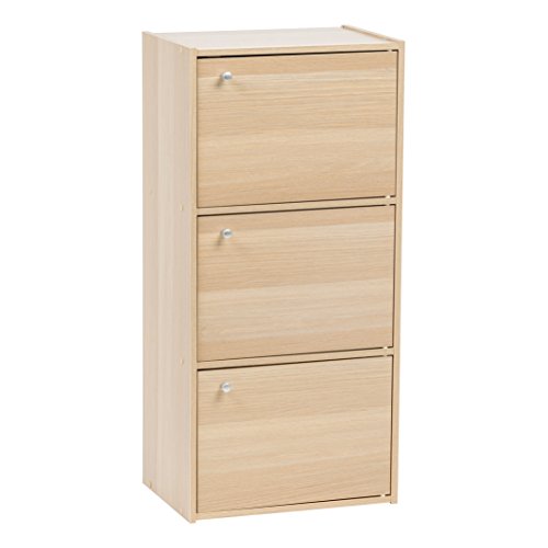 IRIS 3-Door Wood Storage Shelf, Natural