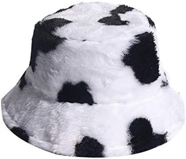 Radiya 帽子 レディース バケットハット小顔効果 秋冬 防寒 あったか 無地 折りたたみ 女優帽 ふわふわ 牛柄 保温 かわいい 小顔効果 おしゃれ