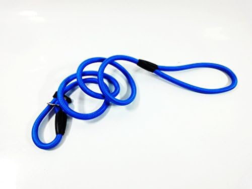 Gefry Colorful Pet Nylon Rope Dog Whisperer British Style Slip Training Leash Lead and Collar (L:Diameter 1.0cm, Blue)