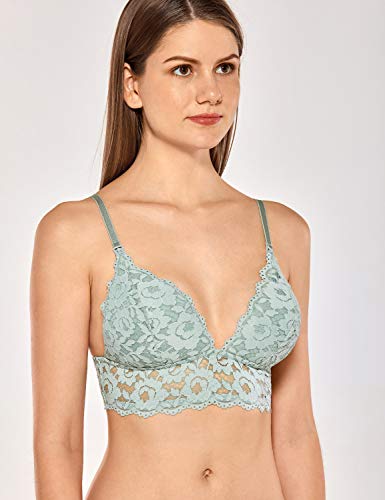 MOMANDA Women's Wire Free Lightly Lined Maternity Nursing Lace Bra Bralette Slated 34D