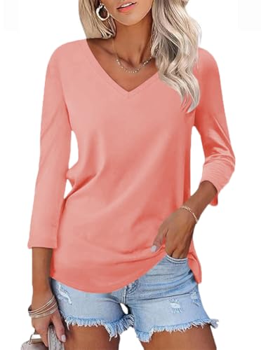 Poetsky Tunica Elegante Donna A Righe – Maniche 3/4 A Campana, Girocollo, Vestibilità Oversize In Misto Poliestere, Camicetta Primavera Estate