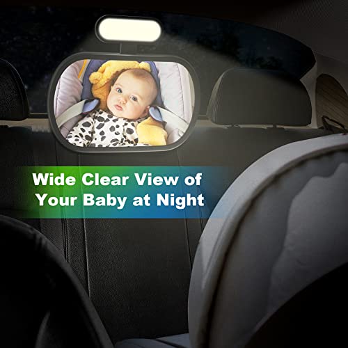 JoyDow Baby Car Mirror with Night Light, Safety Rear Facing Car Seat