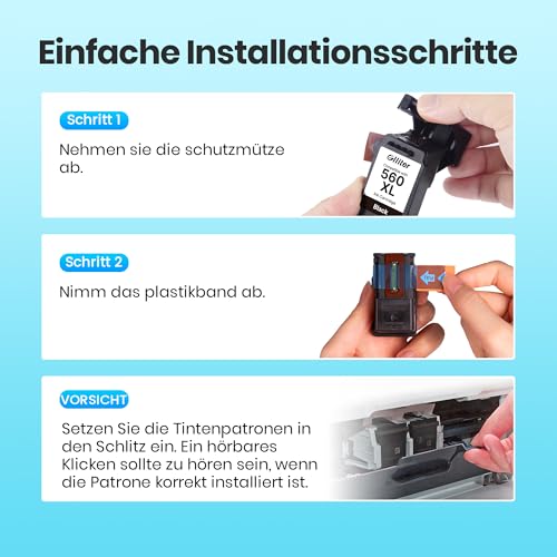 560 561 patronen Kompatible für Canon druckerpatronen 560 XL 561 XL für Canon PIXMA TS5350i TS7450i TS5300 TS5350a TS5350 TS5351i TS5355a TS7400 TS7451a TS7450 TS5351a(1 Schwarz, 1 Farbe)