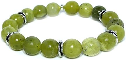 Olive Jade 10mm Gemstone Stretch Bracelet Handmade in California