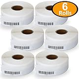 6 Rolls Dymo 30346 Compatible 1/2" x 1-7/8"(13mm x 47mm) Multipurpose Library Barcode Labels,BPA Free