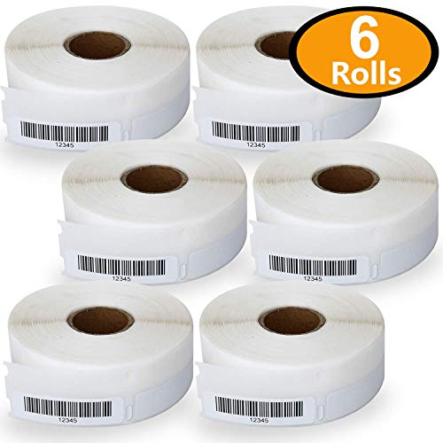 6 Rolls Dymo 30346 Compatible 1/2" x 1-7/8"(13mm x 47mm) Multipurpose Library Barcode Labels,BPA Free
