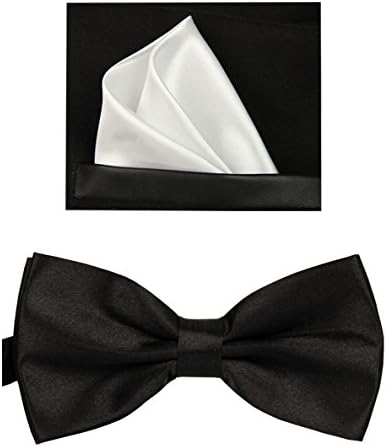 SimpoweSolid Color Bow Tie and Pocket Square Set for Men
