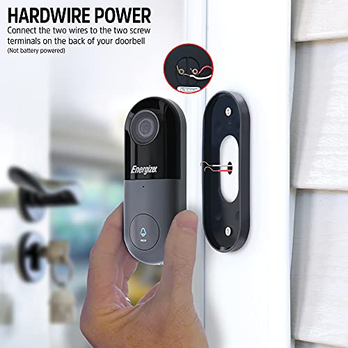 Energizer Connect Smart 1080p Security Video Doorbell Wired & Chime, Requires Existing Doorbell