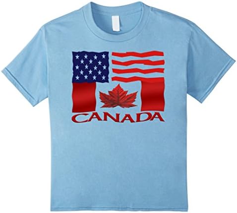 unisex-child Canadian American Flag T-shirt Canada Pride Heritage Tee 10 Baby Blue