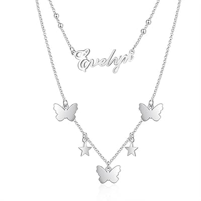 Butterfly Personalised Name Necklace Amazon Mevecco Gold Dainty