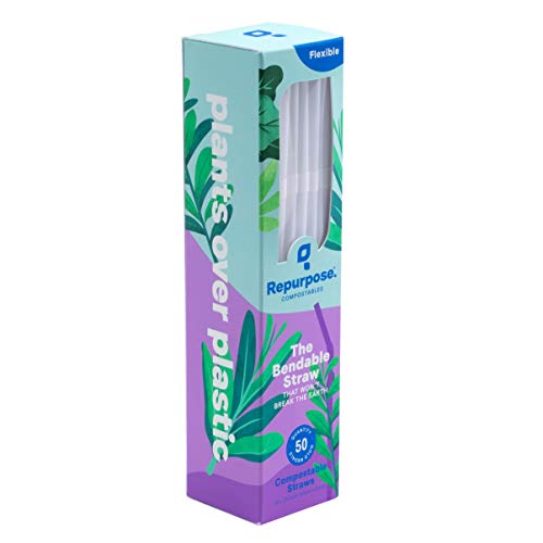 Repurpose Compostable Straws, 100 count, Flexible, Bendy, Disposable