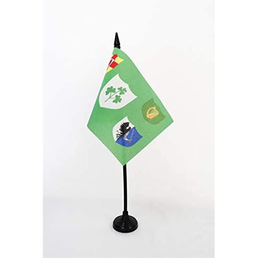 AZ FLAG - IRFU Ireland Rugby Table Flag 4'' x 6'' - Irish Rugby Football Ireland Office Mini Banner 100% Polyester 15 x 10 cm - Mini Desk Flag with 10'' Pole and Black Plastic Base