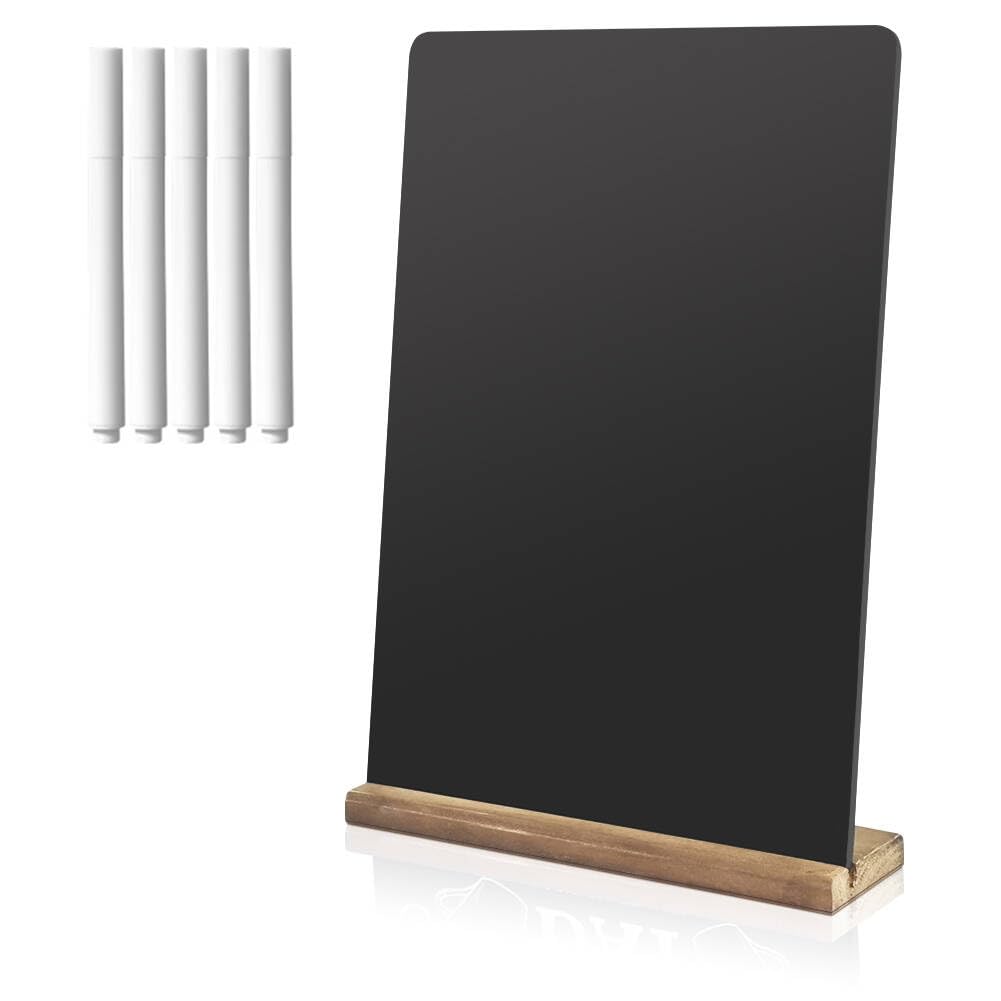 Photo 1 of Fosinz Double-Sided Tabletop Chalkboard Set Wooden Chalkboards Store Signs for Café Menus Retail Signs Event Displays Welcome Messages Bars Weddings (11.8" Hx8.4 W Black5)