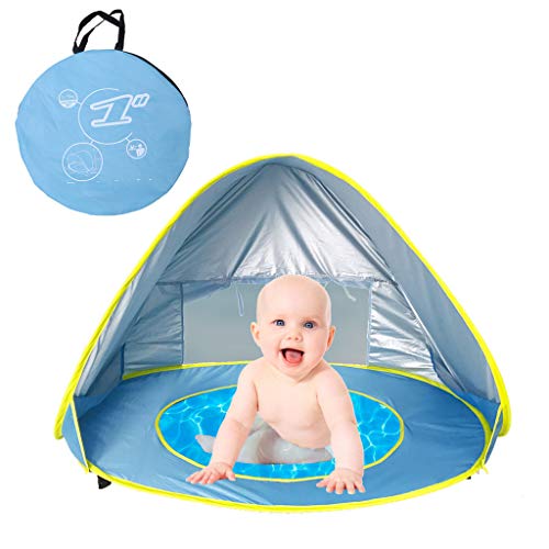 CapsA Baby Beach Tent Pop Up Portable Shade Pool UV Protection Sun Shelter for Infant Sunscreen Beach Umbrella Baby Pool for Infant Baby (Blue)