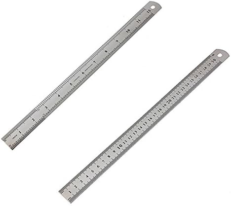 2Pcs 30cm 12 inch Stainless Steel Double Sided Ruler Measuring Tool