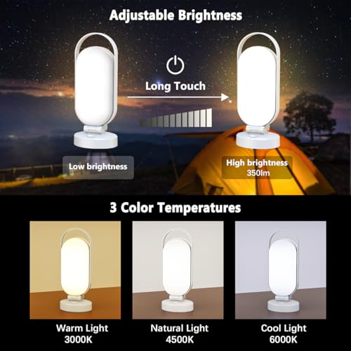 Hapfish Rechargeable Solar Camping Lamp Indoor and Outdoor, Powerful LED Lantern, 5000 mAh External Solar Battery, Portable Waterproof Foldable, Light for Camping Accessories