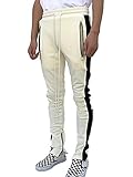 SENSERISE Mens Stretch Hip Hop Ankle Zipper Jogger Pants Side Stripe Track Pants
