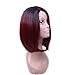 Lady Miranda Ombre Color Bob Wig Black to Burgundy Dark Roots Heat Resistant Synthetic Wigs No Bangs Wig for Women（Black&Burgundy）