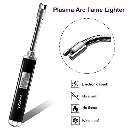 Electric Arc Lighter USB Rechargeable Flameless Windproof Candle Lighter with 360Â° Extended Flexible Neck for Candle Camping Grilling BBQ Gas Stoves Cigarette and Fireworks, No Spark & Smell