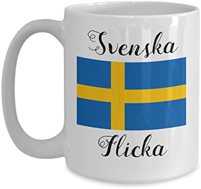 Swedish Coffee Mug - Svenska Flicka Cup with Swedish Flag