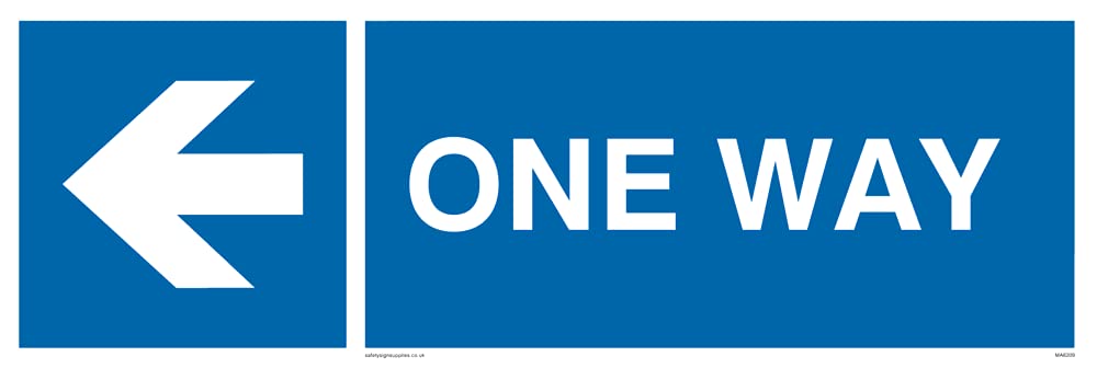 Pack of five - One way with left directional arrow Sign - 300x100mm - L31