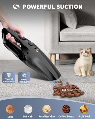 SERVOMASTER Aspirapolvere Auto, Aspirabriciole Senza Fili Potente con Filtro HEPA Lavabile e Bocchetta per Fessure e Spazzola, Mini Aspirapolvere per Auto e Casa Senza Fili a Batteria Ricaricabile