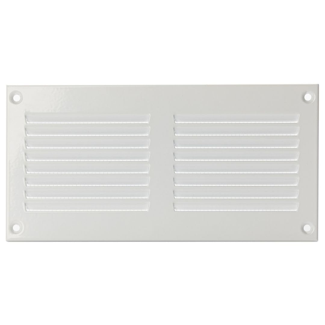 LIRAST 200x100mm Vent Cover White - 8x4 inch Wall Vent Cover with Insect Mesh - Ceiling Soffit Vents - External Vent Cover - Metal Ventilation Grilles - Air Vent Covers for Walls