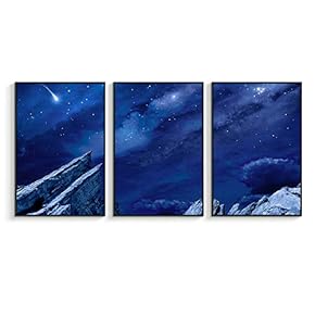 Framed Canvas Wall Art for Living Room, Bedroom Sky Space View Canvas Prints for Home Decoration Ready to Hanging - 16"x24"x3 Panels