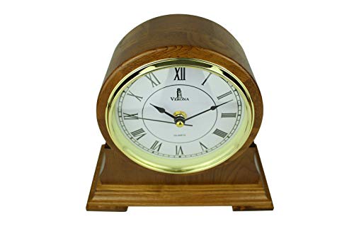 Mantel Clock, Silent Decorative Wood Desk Clock, Battery Operated, Wooden Design, for Living Room, Office, Kitchen, Shelf & Home Décor Gift - 9" x 8.5" (M102 - Mantle Clock) - Thumbnail 4