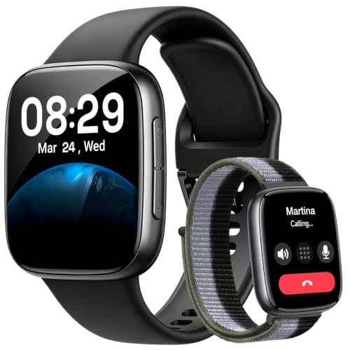 Smartwatch Women Men, 1.85 Inch AMOLED Touch Screen, Fitness Tracker with Bluetooth Calls & AI, Heart Rate, SpO2, Sleep & Women's Cycle Tracking, 100+ Sports Modes, 3ATM Waterproof for iOS & Android
