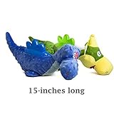 Dog Toys (2-Pack) Multi-Texture and Adorably Cute Dinosaurs for Light Chewers by Pet Magasin