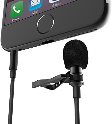 FanRos Enhanced Lavalier Condenser Mic Lapel Clip-on Recording Microphone with Clear Loud Dialog Wind Resistance for iPhone iPad iPod Gopro Samsung HTC Android and Windows Smartphones (Black)