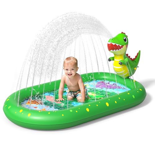 Planschbecken für Kinder, Aufblasbare Wassermatte für Kinder, Aufblasbares 3 in 1 Pool mit Dinosaurier Motiv, Wasserspielzeug für Sommer Garten Kinderpool, Geeignet für Jungen und Mädchen ab 1 Jahr