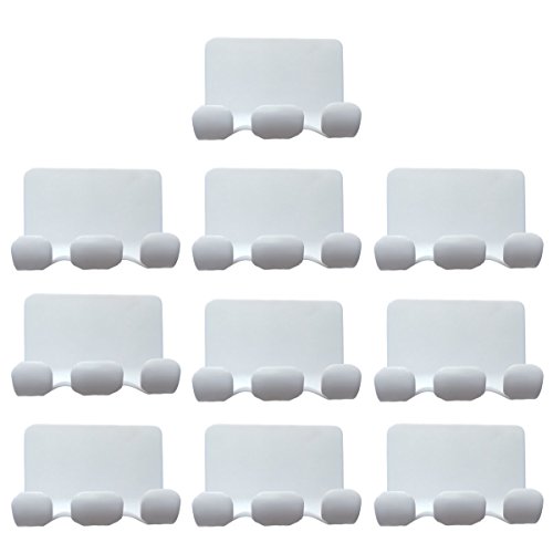 O'Hill Pack of 10 Adhesive Utility Hooks Wire Hooks for Battery Charger, Robe, Coat, Towel, Keys, Bags, Home, Kitchen, Bathroom - Thumbnail 4