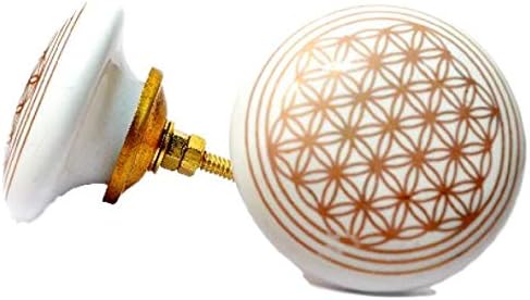 YourKart Interior Door Knobs Ceramic and Metal, White, Set of 6