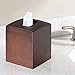 mDesign Square Bamboo Wood Facial Tissue Paper Box Cover Holder for Bathroom Vanity Counter Tops, Bedroom Dressers, Night Stands, Home Office Desks, Tables - 2 Pack - Espresso Brown