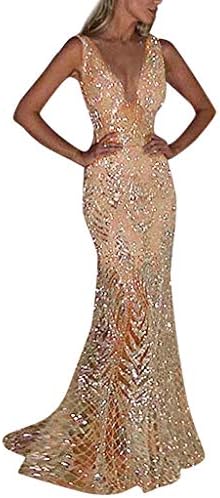 OWMEOT Women's Prom Dresses Long Sequins Formal Evening Dresses Ball Gowns