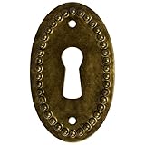 B-260 K-11A Oval Beaded Antique Brass Keyhole Cover